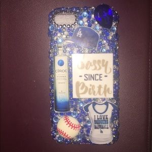 3d Bling iPhone 8 Blue Cabochon Hard Case